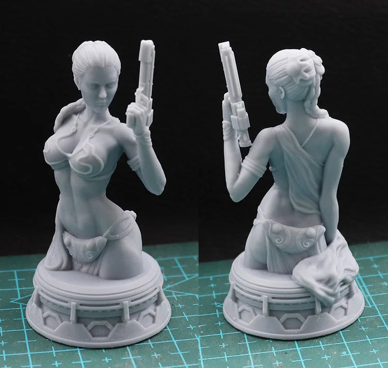 60mm Female Soldier, 3 Figures, Resin Model Bust Kit, Sci-Fi Theme, Unassembled and Unpainted
