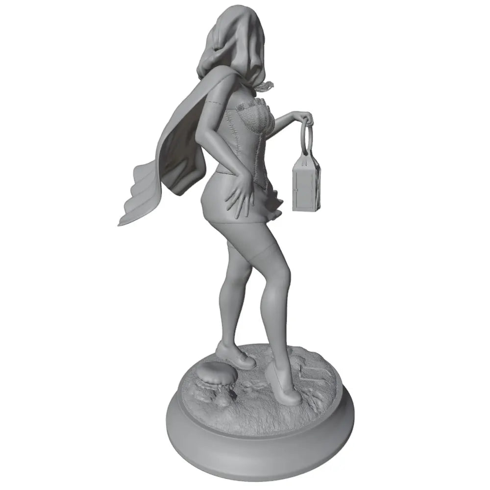 1/24 Pin-up Girl with Lantern, Resin Model Figure Kit, Unassembled and Unpainted