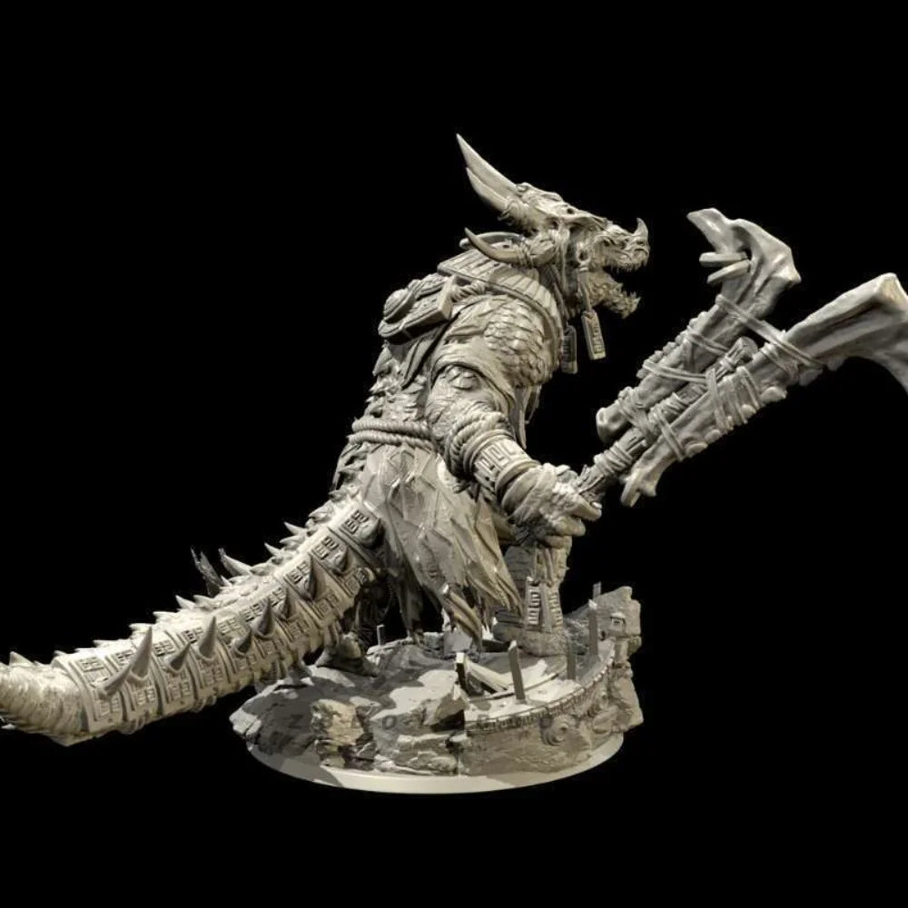 50mm Medieval Lizard Warrior, Resin Model Figure Kit, Unassembled and Unpainted