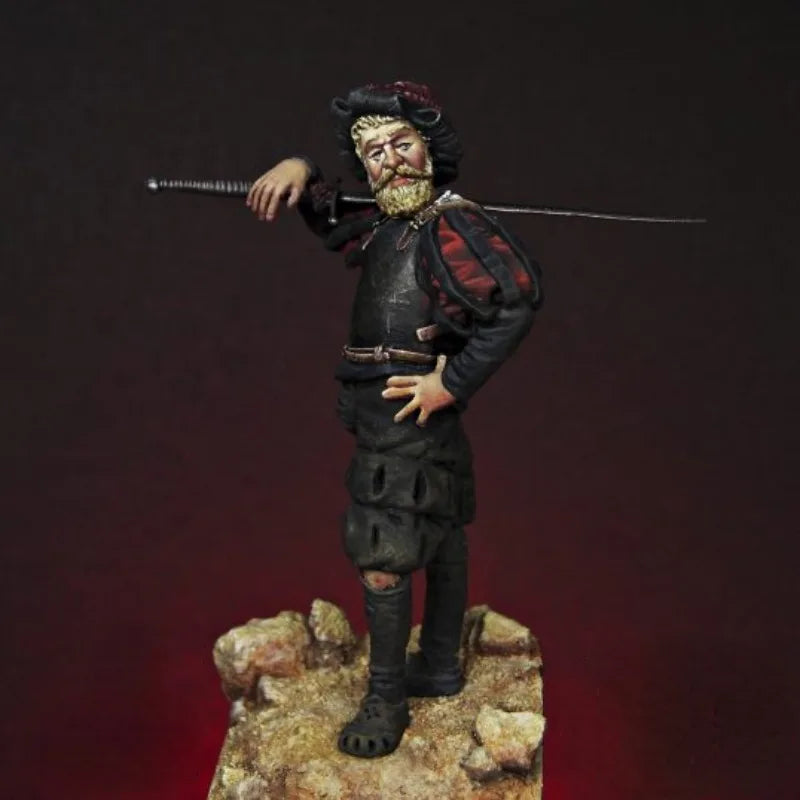 54mm Napoleonic French Cossack Officer with Spear, Resin Model Figure Kit, Unassembled and Unpainted