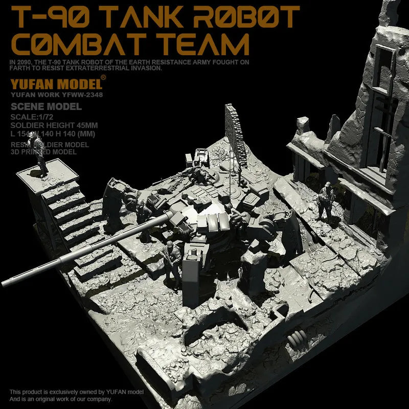 1/72 T-90 Combat Mech Team, 5 Figures, Resin Model Mecha Kit, Sci-Fi Theme, Unassembled and Unpainted