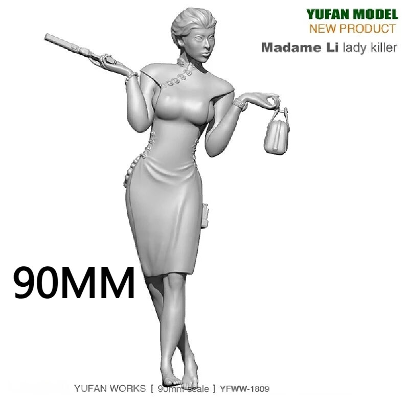 90mm Modern Madame Li, Resin Model Figure Kit, Unassembled and Unpainted