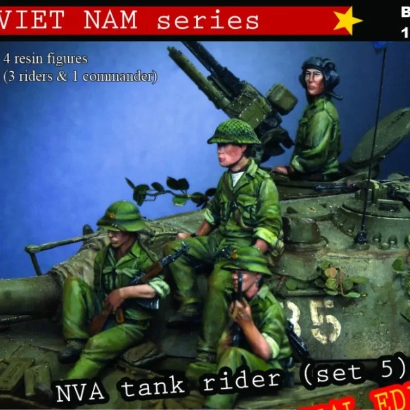 1/35 Vietnam War NVA Tank Riders, 4 Figures, Resin Model Figure Kit, Unassembled and Unpainted