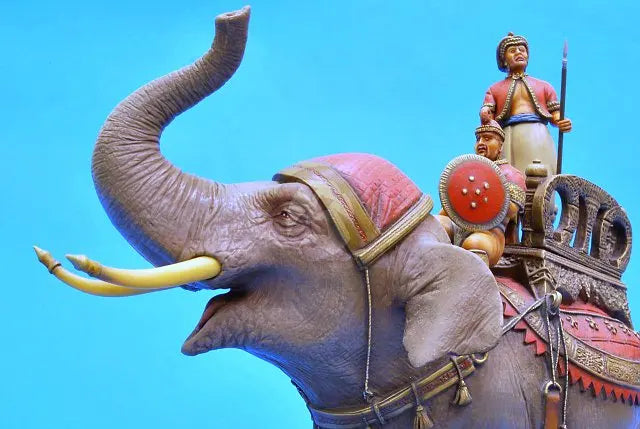 1/32 War Elephant with Howdah, 3 Figures, Resin Model Diorama Kit, Historical Theme, Unassembled and Unpainted