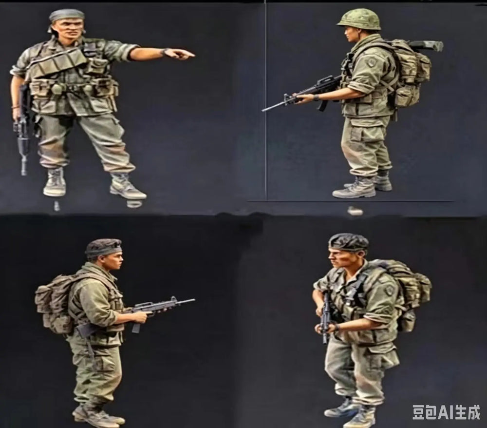 1/35 Modern Infantry Squad with Commander, 4 Figures, Resin Model Figure Kit, Unassembled and Unpainted