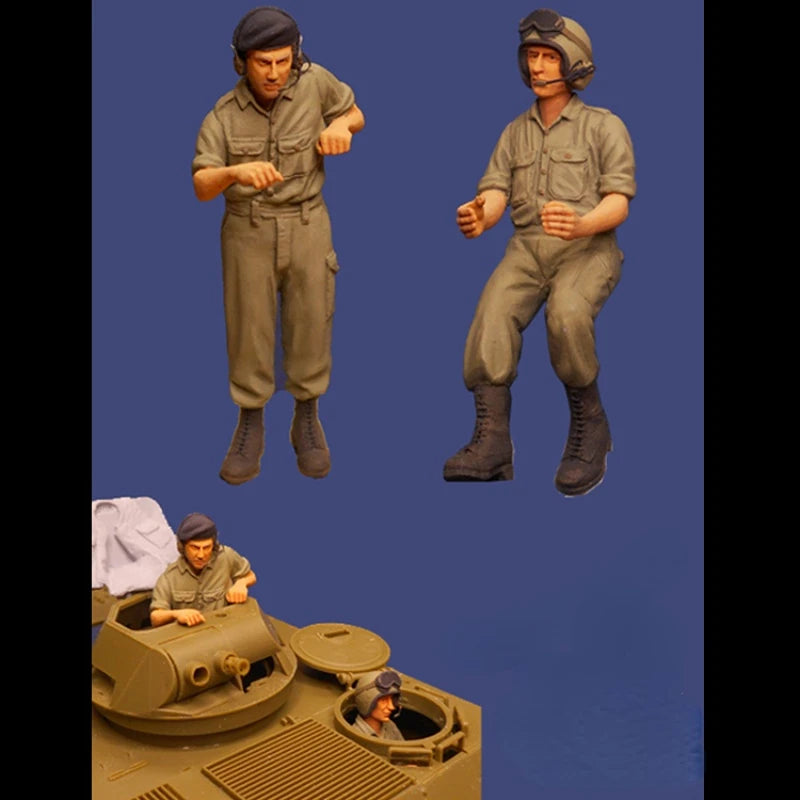 1/35 WWII Australian Tank Crew in Slouch Hats, 2 Figures, Resin Model Figure Kit, Unassembled and Unpainted