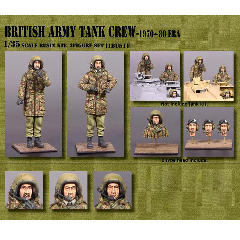 1/35 Cold War British Army Tank Crew, 5 Figures, Resin Model Figure Kit, Unassembled and Unpainted