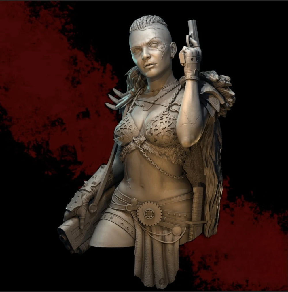 1/10 Wing-Shouldered Sci-Fi Warrior with Rifle, Resin Model Bust Kit, Fantasy Theme, Unassembled and Unpainted