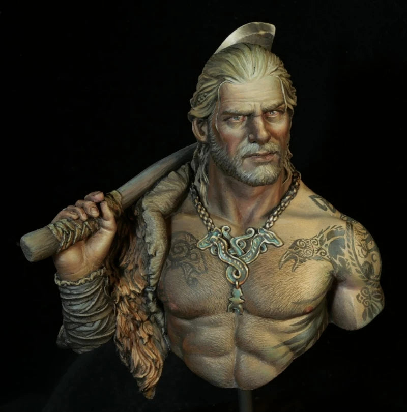 1/10 Viking Barbarian Warrior, Resin Model Bust Kit, Fantasy Theme, Unassembled and Unpainted