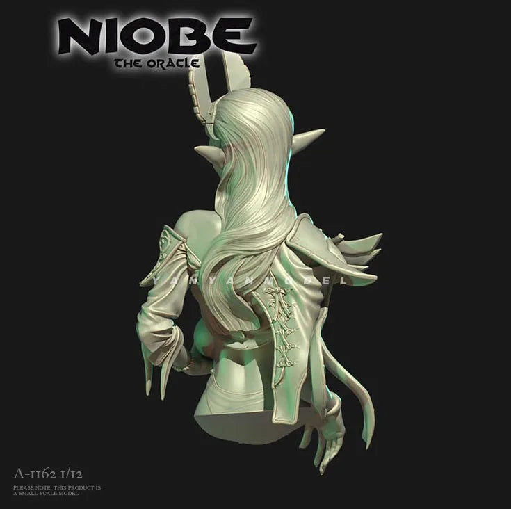 1/12 Elf Sorceress with Winged Crown and Aura, Resin Model Bust Kit, Fantasy Theme, Unassembled and Unpainted