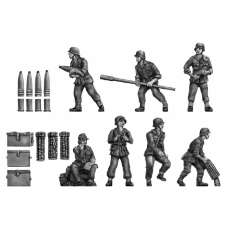 1/72 WWII German Gun Crew Loading Ammunition, 7 Figures, Resin Model Figure Kit, Unassembled and Unpainted