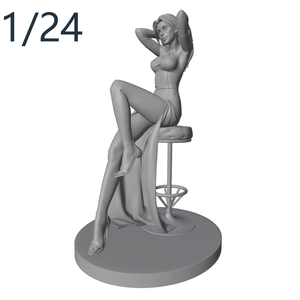 1/24 Female in Blue Outfit, Resin Model Figure Kit, Unassembled and Unpainted