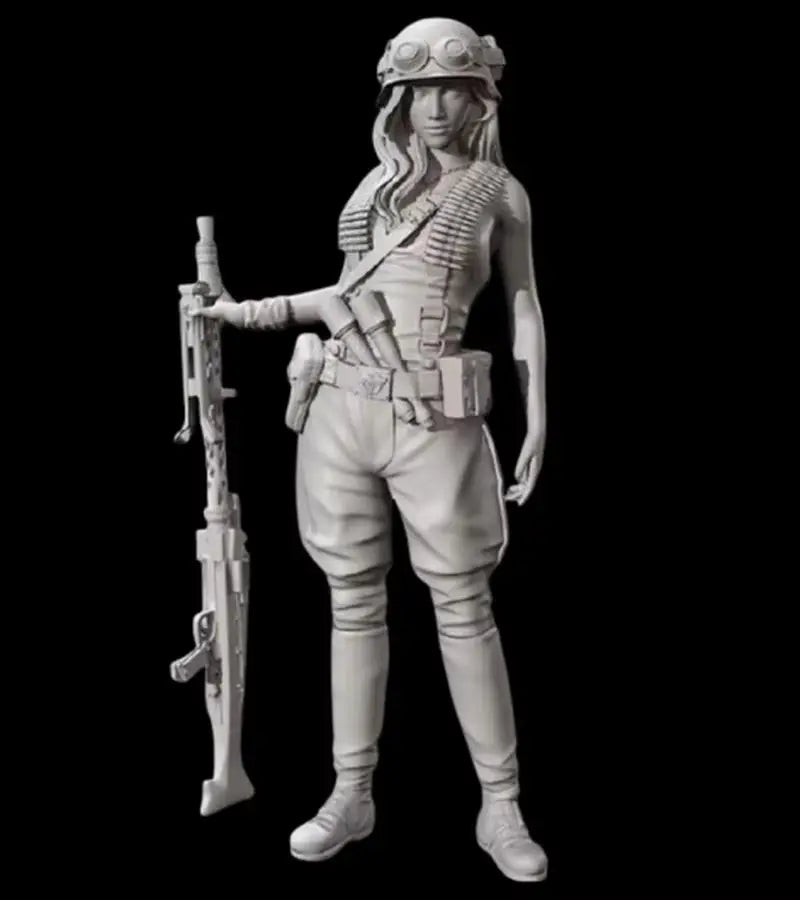 1/35 Modern Female Commando with Rifle, Resin Model Figure Kit, Sci-Fi Theme, Unassembled and Unpainted