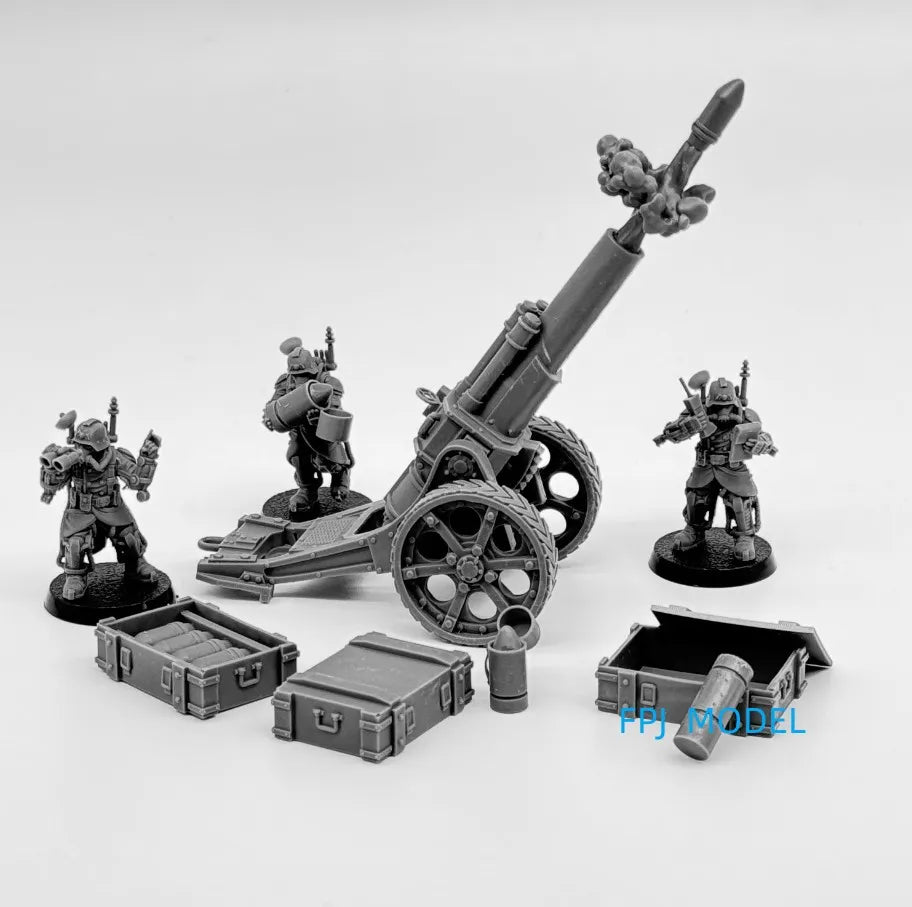 28mm Grim Guard Light Artillery, 8 Figures, Resin Model Figure Kit, Fantasy Theme, Unassembled and Unpainted