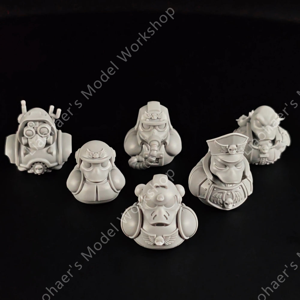 28mm Imperial Soldier Ducks, 6 Figures, Resin Model Figure Kit, Sci-Fi Theme, Unassembled and Unpainted