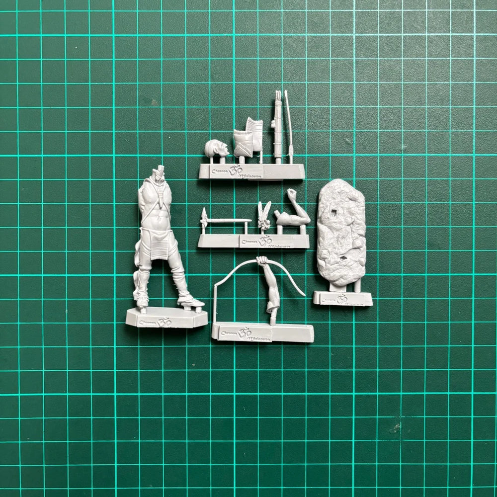 54mm American Civil War Iroquois Warrior with Bow and Sword, 3 Figures, Resin Model Figure Kit, Unassembled and Unpainted