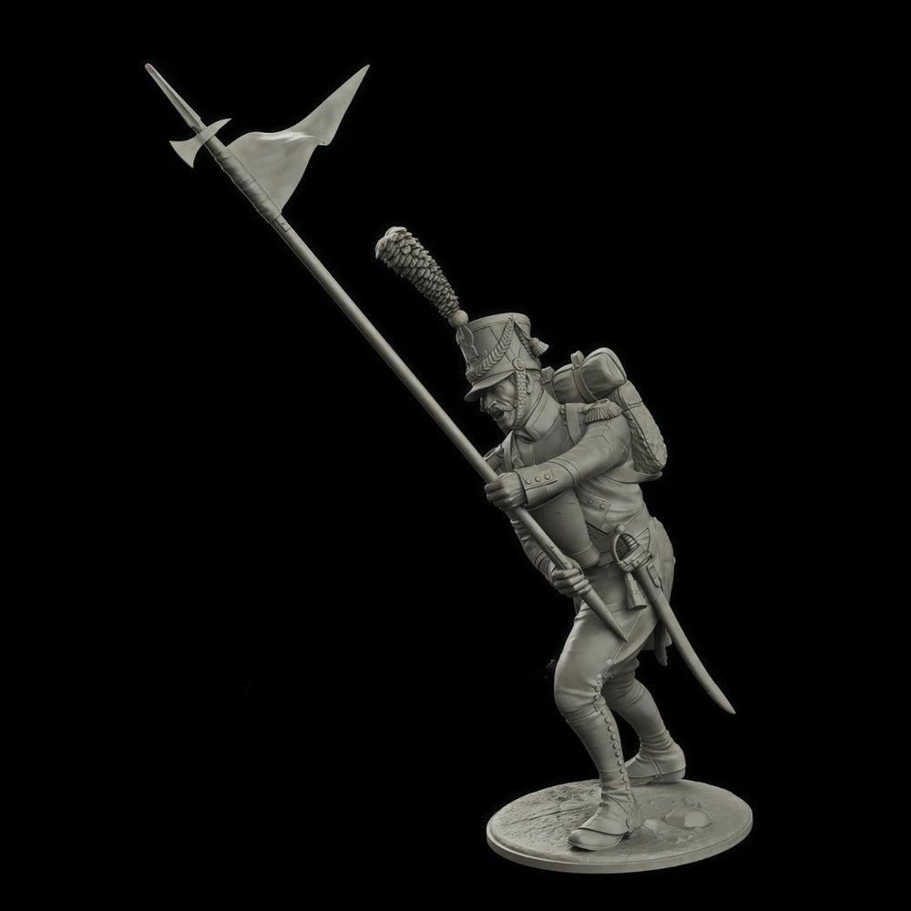 75mm Napoleonic French Infantry Eagle Standard Bearer, Resin Model Figure Kit, Unassembled and Unpainted