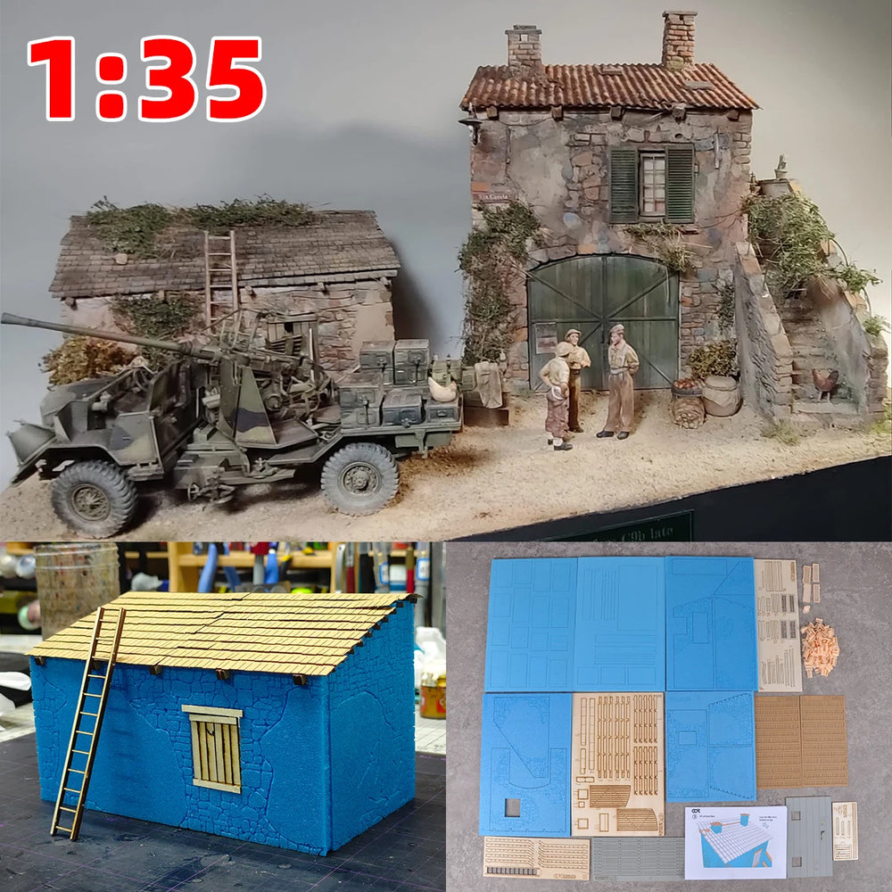 1/35 Rural Bungalow, Resin Model Diorama Kit, Historical Theme, Unassembled and Unpainted