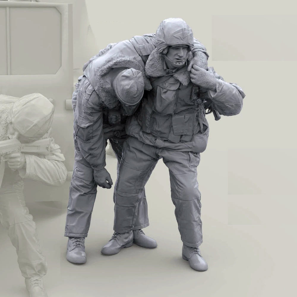 1/35 Modern Airborne Rescue Operation, 3 Figures, Resin Model Figure Kit, Unassembled and Unpainted