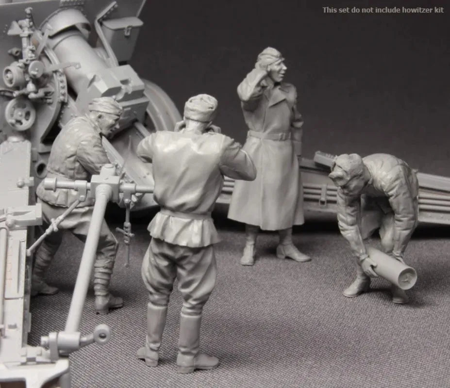 1/35 WWII Soviet Mountain Gun Crew, 4 Figures, Resin Model Figure Kit, Unassembled and Unpainted