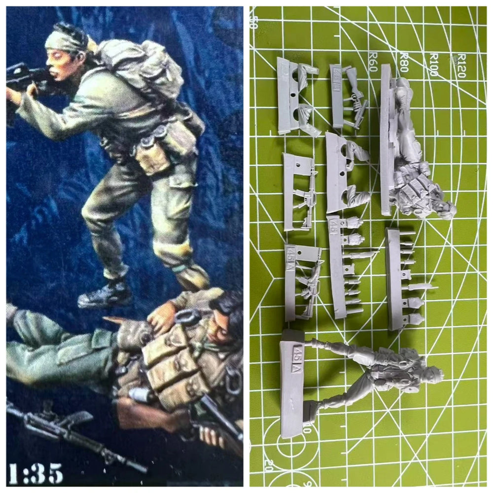1/35 Vietnam War Special Forces Combat, 2 Figures, Resin Model Figure Kit, Unassembled and Unpainted