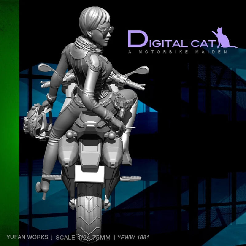 75mm Modern Female Rider, Resin Model Figure Kit, Unassembled and Unpainted