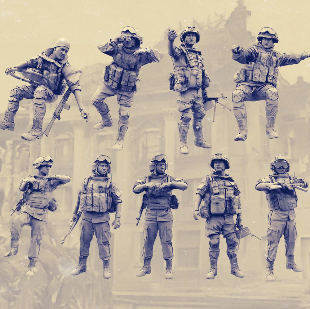 1/35 Modern Tactical Operators in Combat Assault, 9 Figures, Resin Model Figure Kit, Unassembled and Unpainted