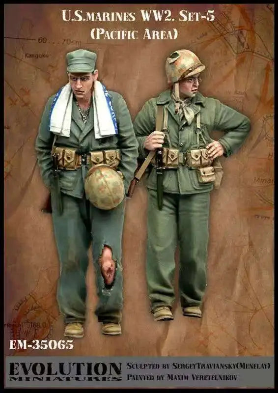 1/35 WWII US Marines Pacific Combat Squad, 8 Figures, Resin Model Figure Kit, Unassembled and Unpainted