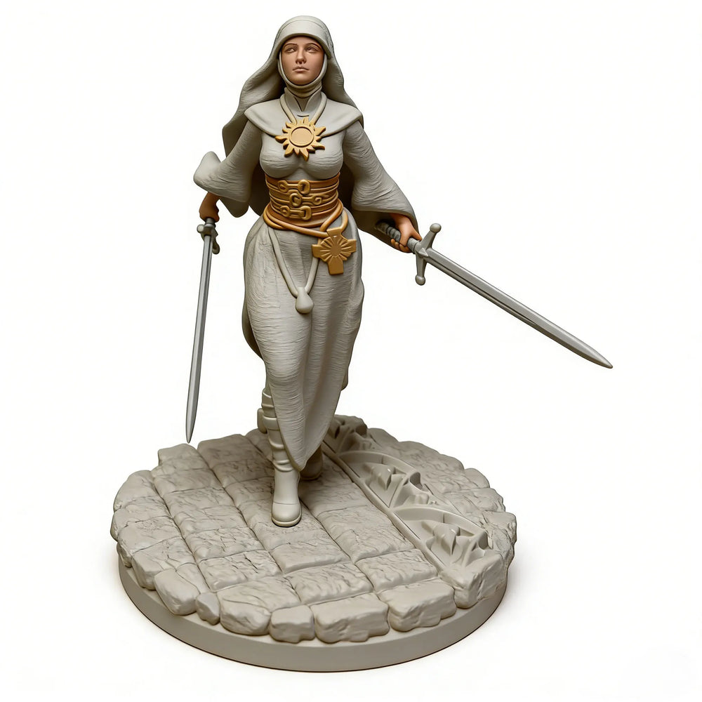 75mm Medieval Sword-Wielding Nun Warrior, Resin Model Figure Kit, Unassembled and Unpainted