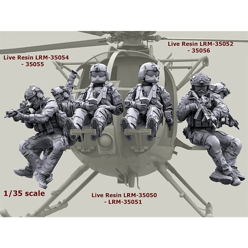 1/35 Modern Special Forces Conducting Helicopter Assault, 9 Figures, Resin Model Figure Kit, Unassembled and Unpainted