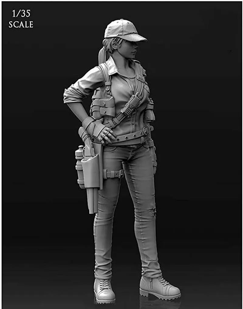 1/35 Modern Female Tactical Operator with Combat Body Armor, Resin Model Figure Kit, Unassembled and Unpainted