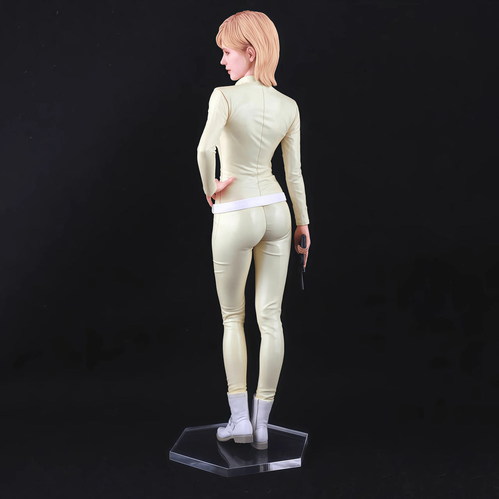 1/12 Modern Blonde Spy with Pistol in Cream Bodysuit, Resin Model Figure Kit, Unassembled and Unpainted