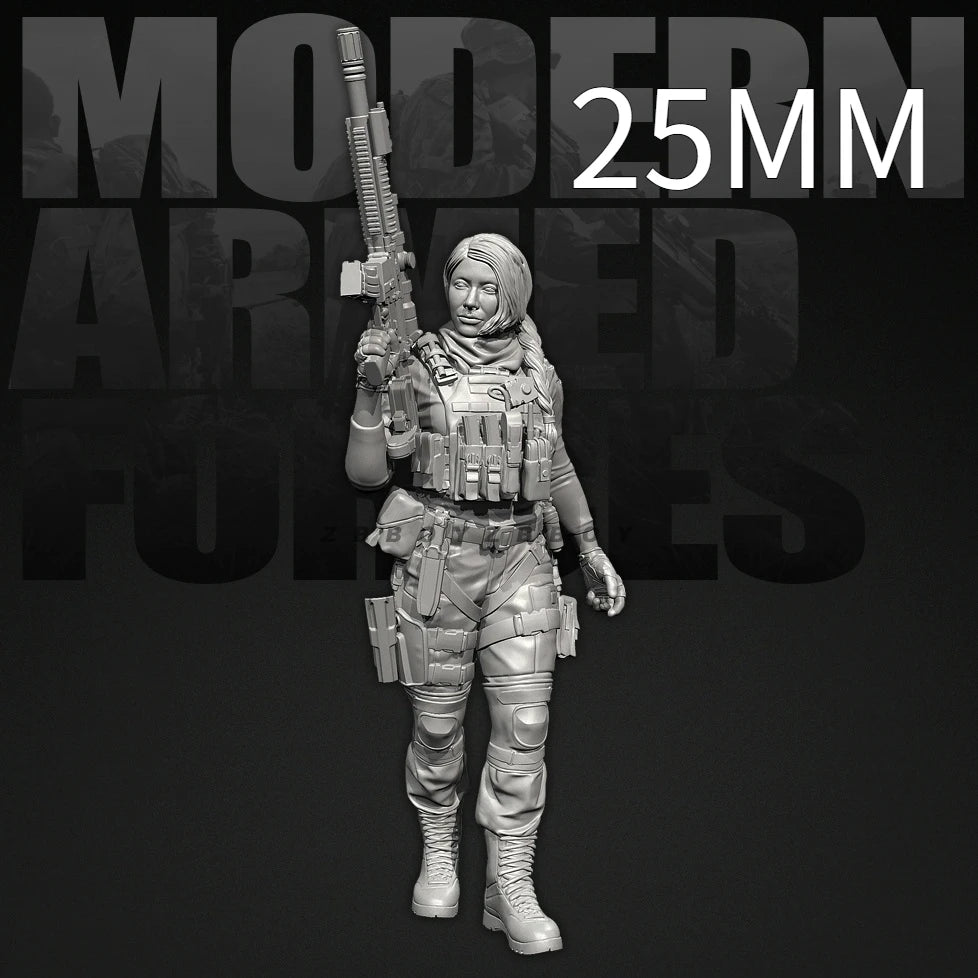 50mm Modern Female Tactical Soldier, Resin Model Figure Kit, Unassembled and Unpainted