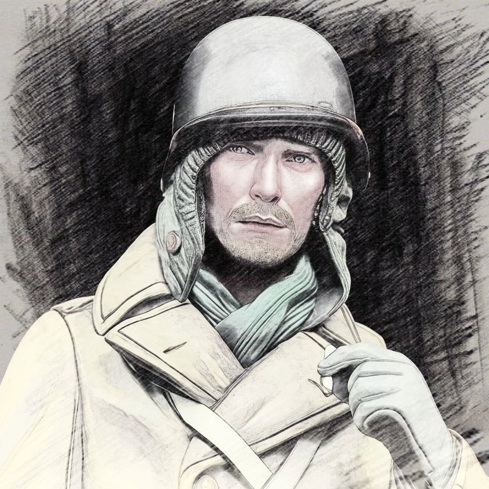 1/16 WWII German Infantry with Overcoat and Rifle, Resin Model Figure Kit, Unassembled and Unpainted