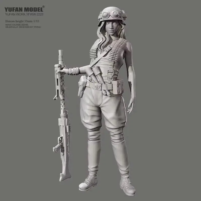 1/35 Modern Female Commando with Rifle, Resin Model Figure Kit, Sci-Fi Theme, Unassembled and Unpainted