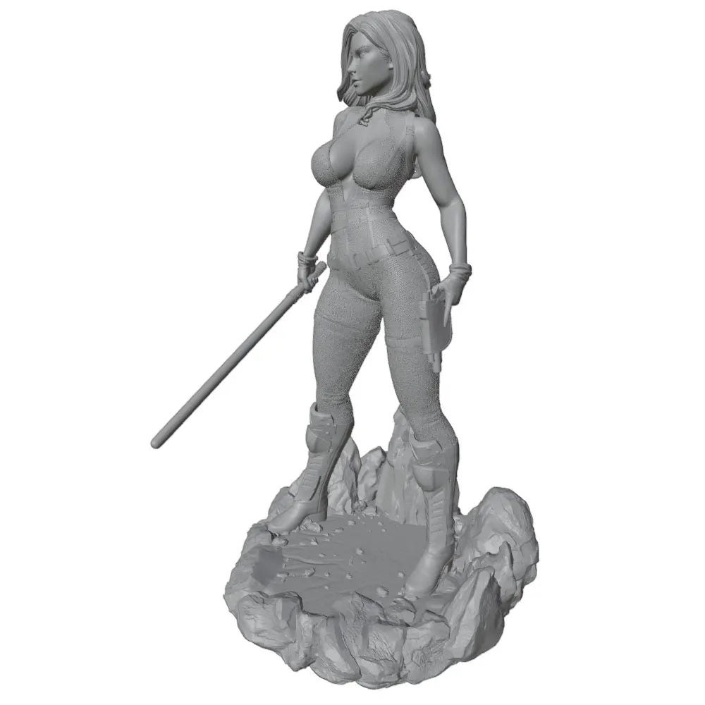 1/24 Commando with Tartan Armor and Staff, Resin Model Figure Kit, Sci-Fi Theme, Unassembled and Unpainted