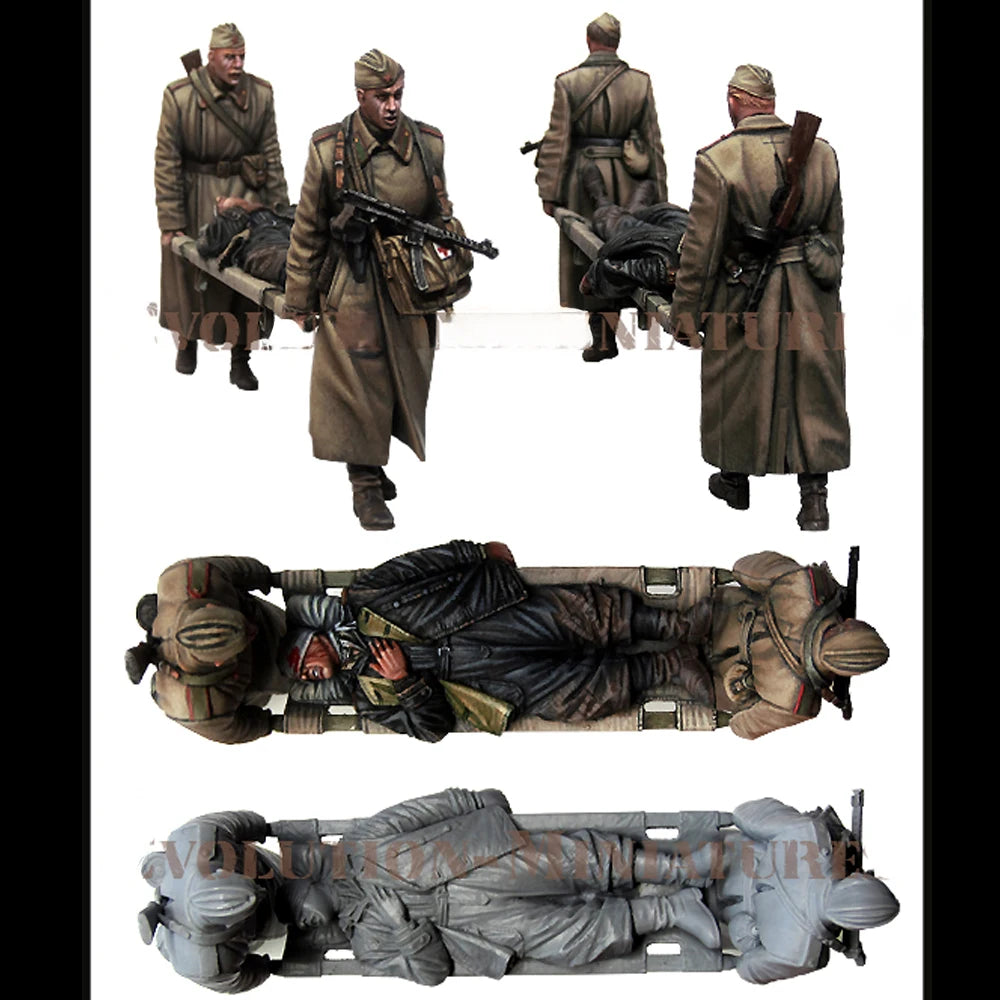1/35 WWII Soviet Infantry Advancing in Winter Gear, 5 Figures, Resin Model Figure Kit, Unassembled and Unpainted