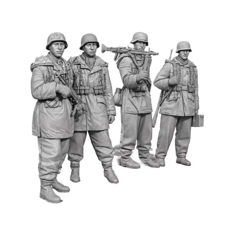 1/35 WWII German Winter Combat Squad, 4 Figures, Resin Model Figure Kit, Unassembled and Unpainted