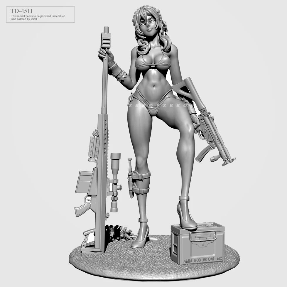 50mm Sci-Fi Female Soldier, Resin Model Figure Kit, Unassembled and Unpainted