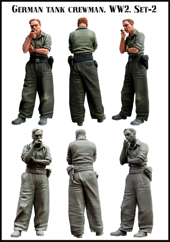 1/35 WWII German Panzer Crew with Binoculars, 6 Figures, Resin Model Figure Kit, Unassembled and Unpainted