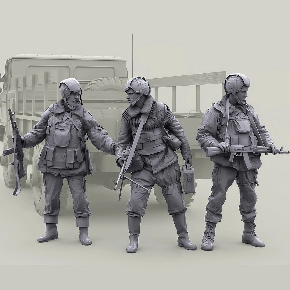 1/35 Modern Operators with Body Armor and Rifles, 3 Figures, Resin Model Figure Kit, Unassembled and Unpainted