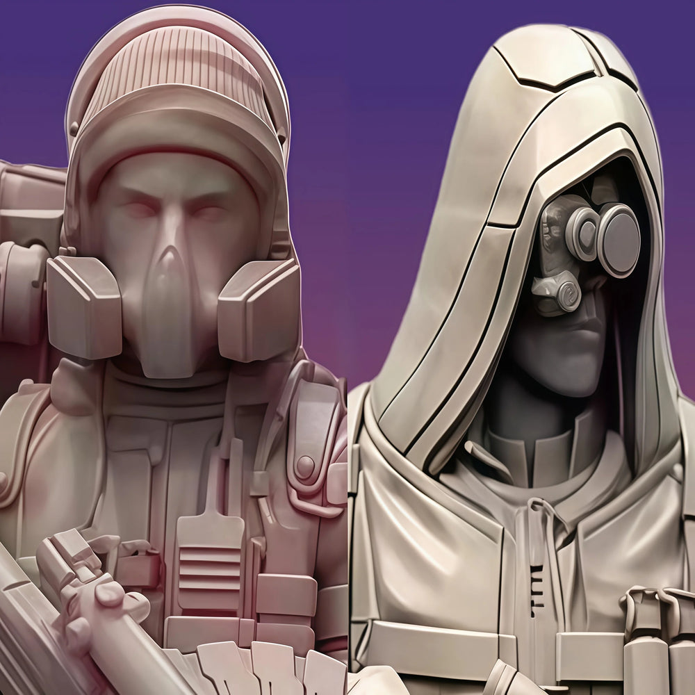 1/35 Tactical Warriors, 2 Figures, Resin Model Figure Kit, Sci-Fi Theme, Unassembled and Unpainted