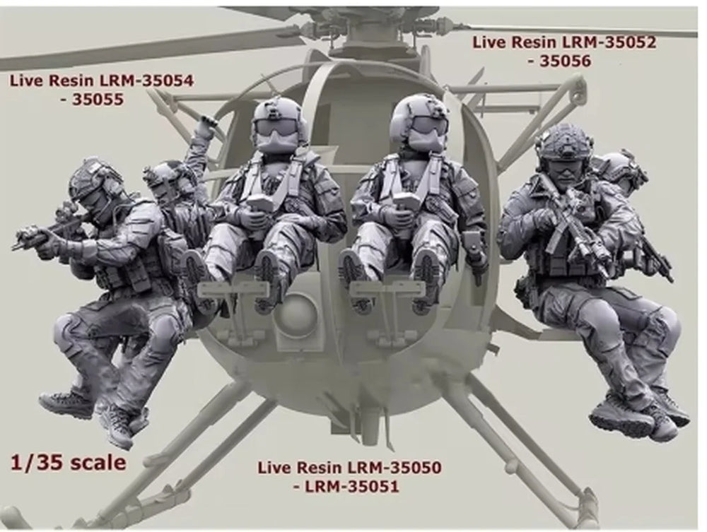 1/35 Modern Soldiers Helicopter Insertion, 9 Figures, Resin Model Figure Kit, Unassembled and Unpainted