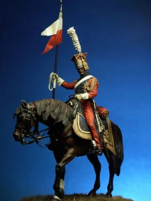1/24 Napoleonic Cavalry Officer with Standard, Resin Model Figure Kit, Unassembled and Unpainted