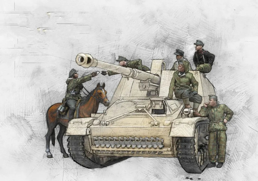 1/35 WWII German Infantry & Tank Crew, 8 Figures, Resin Model Figure Kit, Unassembled and Unpainted