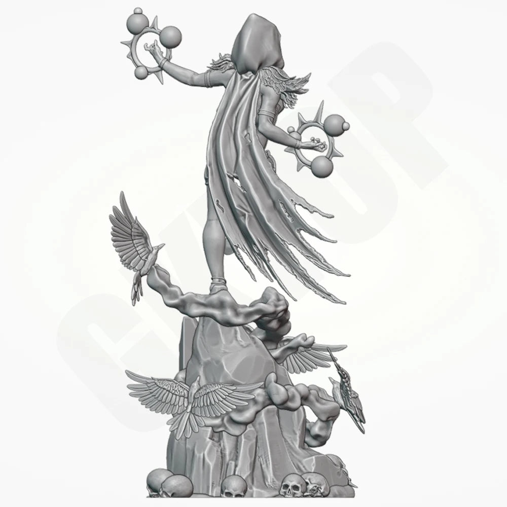 1/24 Belle Crow Winged Sorceress, Resin Model Figure Kit, Fantasy Theme, Unassembled and Unpainted
