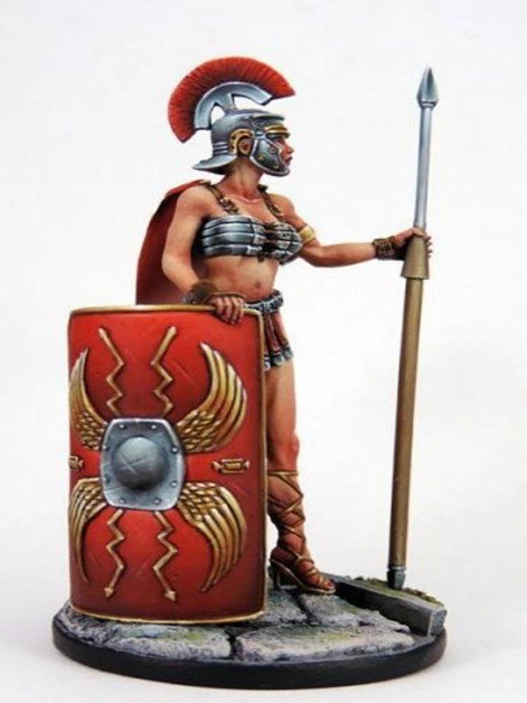 54mm Ancient Roman Legionary with Spear and Shield, Resin Model Figure Kit, Unassembled and Unpainted