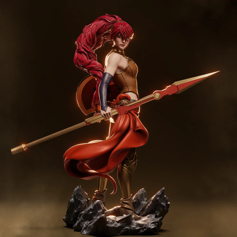 1/12 Female Warrior with Spear, Resin Model Figure Kit, Fantasy Theme, Unassembled and Unpainted