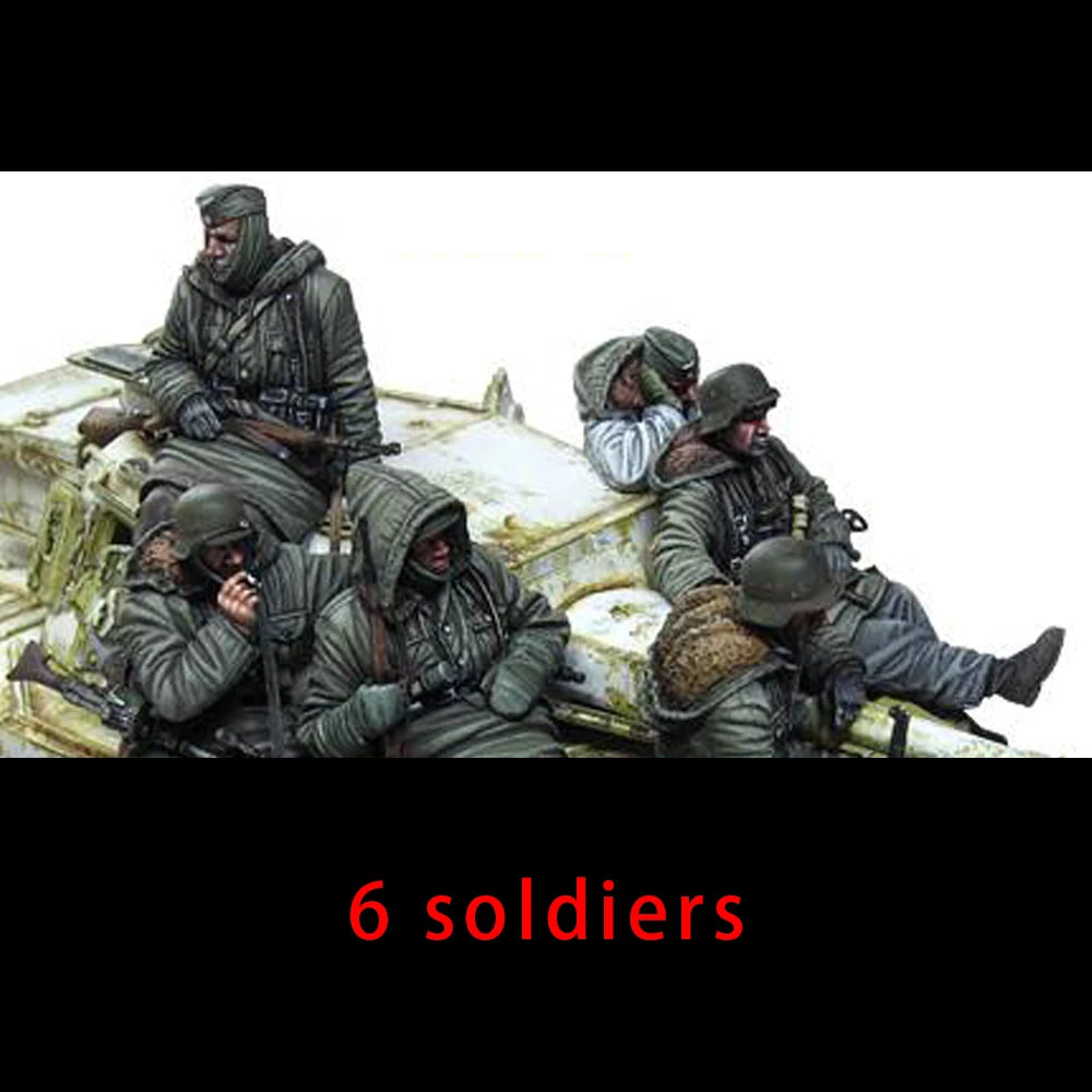 1/35 WWII Tank Crew, 6 Figures, Resin Model Figure Kit, Unassembled and Unpainted