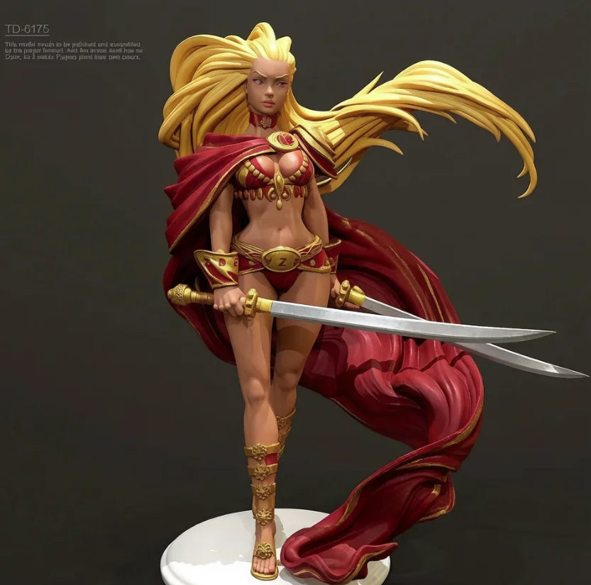50mm Long-Haired Warrior Lunging with Sword, Resin Model Figure Kit, Fantasy Theme, Unassembled and Unpainted